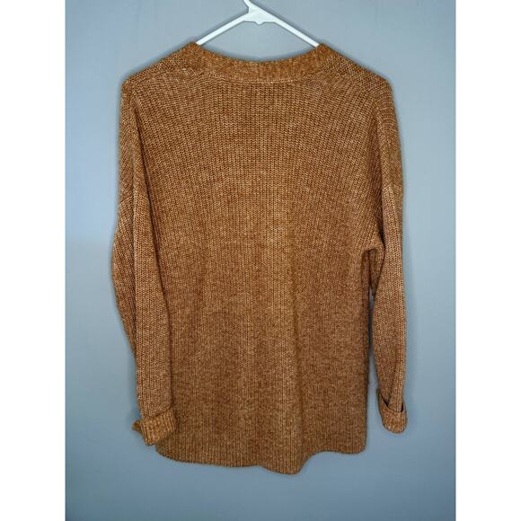 J. Jill Cotton Blend Long Sleeve V-Neck Knit Cardigan Sweater Orange Women Sz SP - Picture 2 of 9